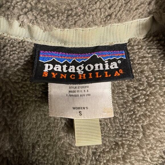 Patagonia Vintage 80's Synchilla Jacket Small Olive Green Sherpa Fleece - Picture 9 of 9
